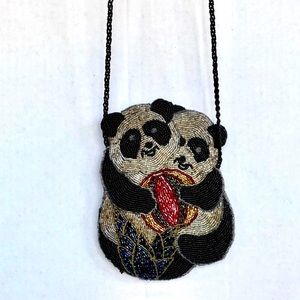 Vintage Lisa Loren Hand Beaded Panda Purse